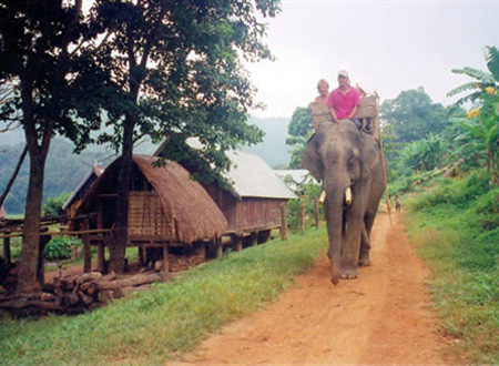 Visite dans le village de Jun à dos d’éléphant. Visite dans le village de Jun à dos d’éléphant.