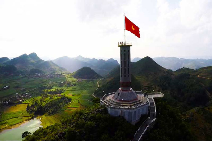 Drapeau de Lung Cu, Ha Giang, Vietnam