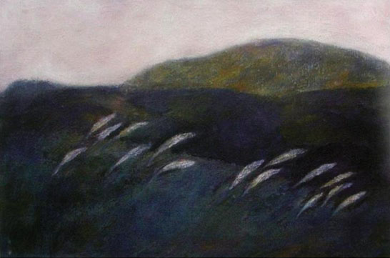 Frontière dans l'après-midi (peinture laque) de Duong Bich Lien