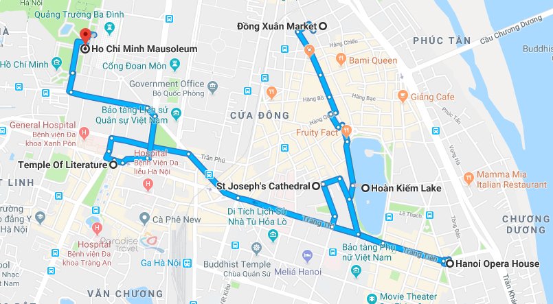 Carte de voyage de la ville d’Hanoï